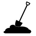Shovel icon on white background. Work simple icon. Shovel in dirt sign. flat style