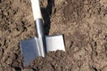 Shovel on the kitchen garden Royalty Free Stock Photo