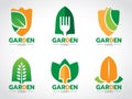 Shovel logo for agricultural and gardening vector set design