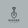 Shovel Logo design vector template.Digger symbol Logotype icon.