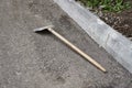 Shovel lying on the ground, repair, yard, new, construction