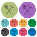 Shovel and pickaxe color darker flat icons Royalty Free Stock Photo