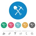 Shovel and pickaxe flat round icons Royalty Free Stock Photo