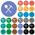 Shovel and pickaxe round flat multi colored icons Royalty Free Stock Photo