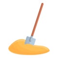 Shovel pile sand icon, cartoon style