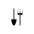 shovel and pitchfork icon. Element of farm for mobile concept and web apps. Icon for website design and development, app developme