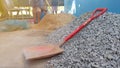 Shovel placed used for scoop stone and sand in construction work,Stone and sand material for construction work