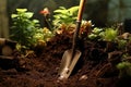 Shovel plant soil. Generate Ai