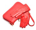 Stylish woman red bag and gloves Royalty Free Stock Photo