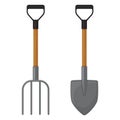 Shovel and rake. Garden tools on a white background.