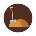 Shovel soil agriculture work equipment farm cartoon block and flat icon