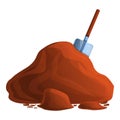 Shovel in soil icon, cartoon style