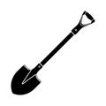 Shovel, spade, icon, silhouette isolated. Garden equipment. Spring, summer work. Farm tools for digging holes. Vector flat design. Royalty Free Stock Photo