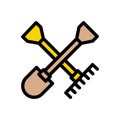 Shovel vector line colour icon Royalty Free Stock Photo