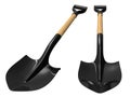 Shovel with wood handel set 3d illustration Royalty Free Stock Photo