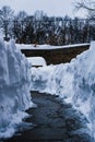 A shoveled sidewalk showing the aftermath of a severe snowstorm in Chardon, Ohio