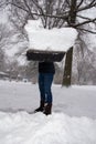 Shoveling Snow Full Load Thrown at Viewer