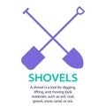 Shovels isolated on white background. Vector illustration.
