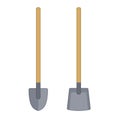 Shovels isolated on white background. Work tool for outdoor activities, digging, gardening. Construction equipment