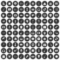 100 show business icons set black circle Royalty Free Stock Photo