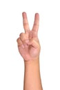 Show 2 finger sign