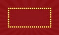 Show frame light wreath red rectangle banner vector with glow magical retro bulb for marquee signboard illustration, square