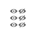 Show and hide simple eye black vector icon set.