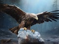 majestic eagle fighting with a plastic bag