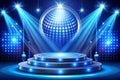 Show light podium blue background Royalty Free Stock Photo