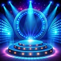 Show light podium blue background Royalty Free Stock Photo