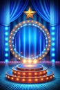 Show light podium blue background Royalty Free Stock Photo
