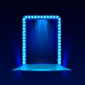 Show light podium blue background. Royalty Free Stock Photo