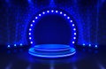 Show light, Stage Podium Scene with for Award Ceremony on blue Background Royalty Free Stock Photo