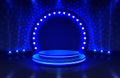 Show light, Stage Podium Scene with for Award Ceremony on blue Background. Royalty Free Stock Photo