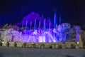 show lights and water funts PEÃâA DE BERNAL- is a monolith in the Queretaro state of Mexico Royalty Free Stock Photo