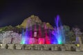 show lights and water funts PEÃâA DE BERNAL- is a monolith in the Queretaro state of Mexico