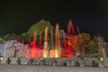 show lights and water funts PEÃâA DE BERNAL- is a monolith in the Queretaro state of Mexico