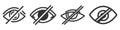Show password icon set, pack, collection, eye symbol. Vector vision hide from watch icon. Secret view web design element
