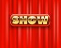 Show on Red curtain scene. 3D realistic curtain curtain on the stage of the theater. Vector illustration Royalty Free Stock Photo