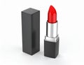 Show red lipstick in 3D on a white background. Show the lipstick in a slightly curveds Royalty Free Stock Photo