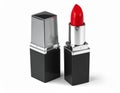 Show red lipstick in 3D on a white background. Show the lipstick in a slightly curveds Royalty Free Stock Photo