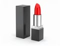 Show red lipstick in 3D on a white background. Show the lipstick in a slightly curveds Royalty Free Stock Photo