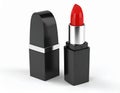 Show red lipstick in 3D on a white background. Show the lipstick in a slightly curveds Royalty Free Stock Photo