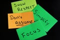 Show Respect, Don`t Assume, Simplify and Focus