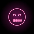 Show teeth neon icon. Simple thin line, outline vector of emoji icons for ui and ux, website or mobile application