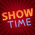 Show time neon and bulb letters advertisment Royalty Free Stock Photo