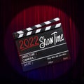 2022 show time, text title on movie Clapper board Royalty Free Stock Photo