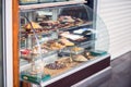 Show-window of small street shop with oriental Turkish sweets