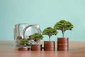 Show your financial development and business growth with a tree that grows from coin