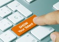 Show Your Talent - Inscription on Orange Keyboard Key